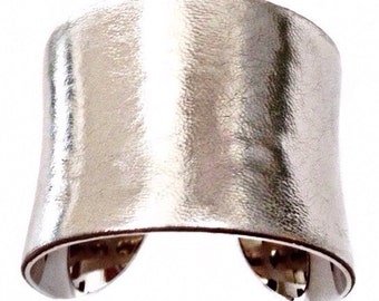Silver Metallic Leather Cuff Bracelet  - by UNEARTHED