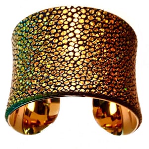 Metallic Gold Stingray Leather Cuff Bracelet Gold Lined by UNEARTHED image 1