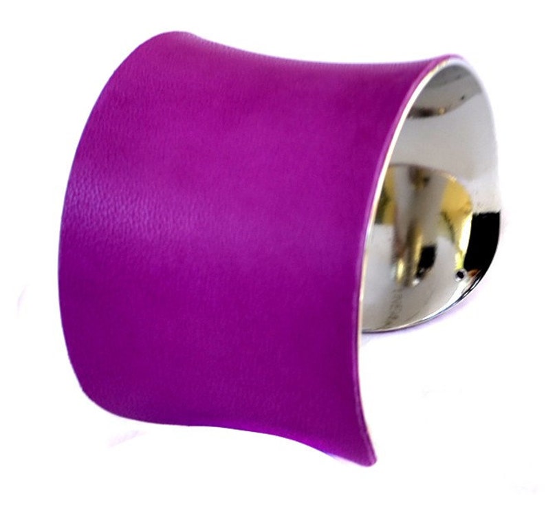 Dark Magenta Leather Cuff Bracelet by UNEARTHED image 5