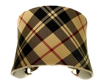 VEGAN Plaid Faux Leather Cuff Bracelet - by UNEARTHED