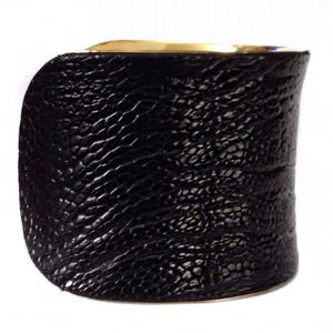 Black Ostrich Leather Cuff Bracelet, leather cuff, bangle bracelet, leather bracelet by UNEARTHED image 9