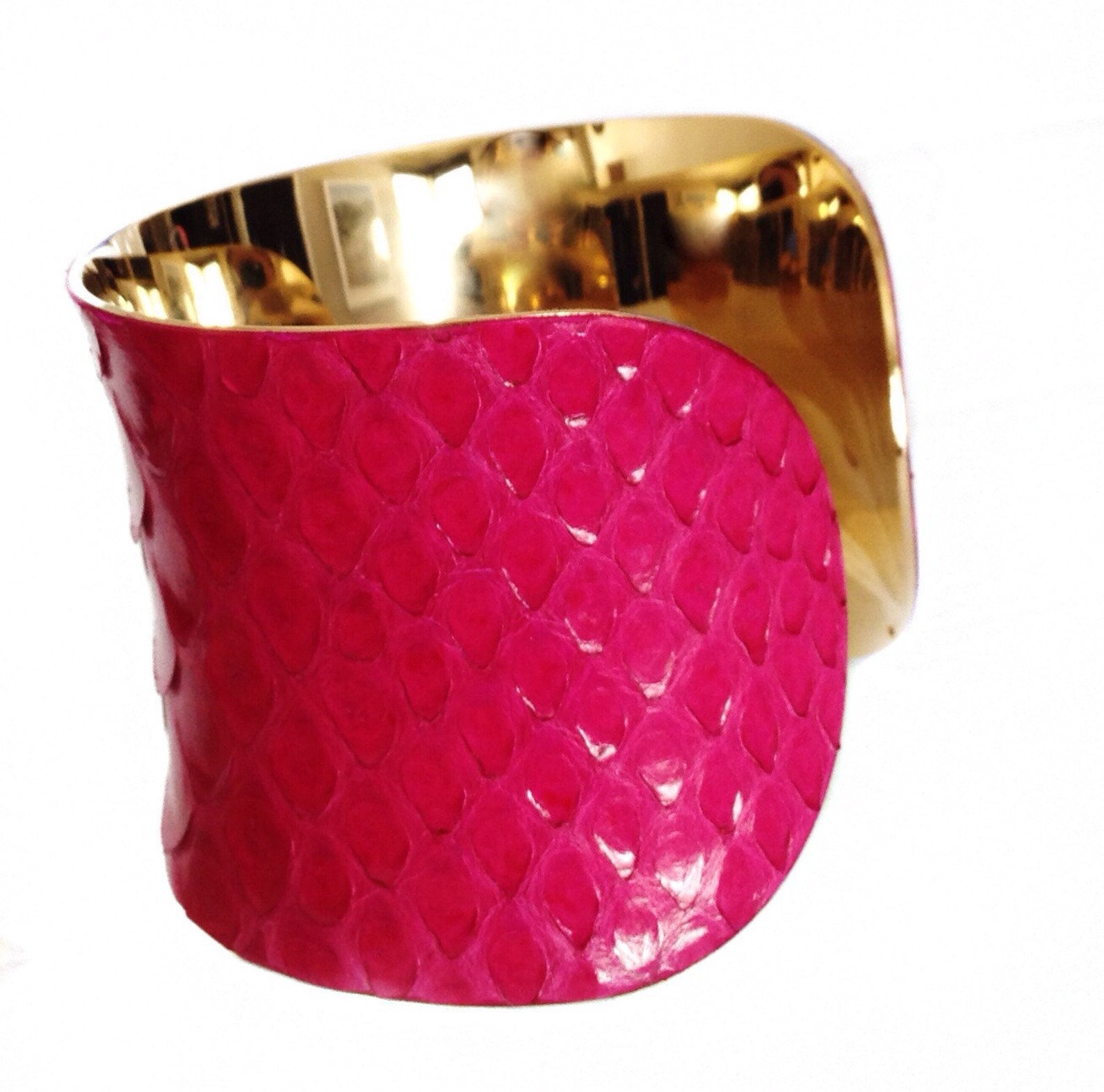 Snakeskin Cuff Bracelet in Raspberry Pink by UNEARTHED Etsy