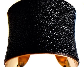 Black Stingray Gold Lined Cuff Bracelet - by UNEARTHED