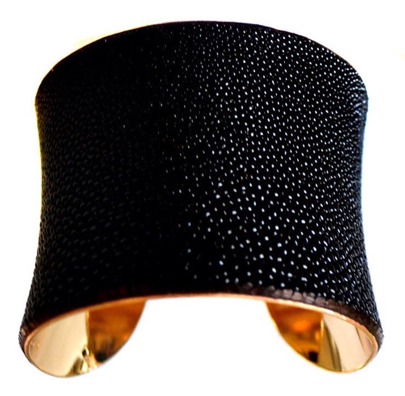 Black Stingray Gold Lined Cuff Bracelet by UNEARTHED image 1