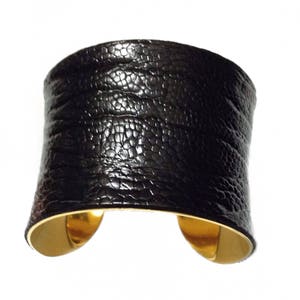 Black Ostrich Leather Cuff Bracelet, leather cuff, bangle bracelet, leather bracelet by UNEARTHED image 8