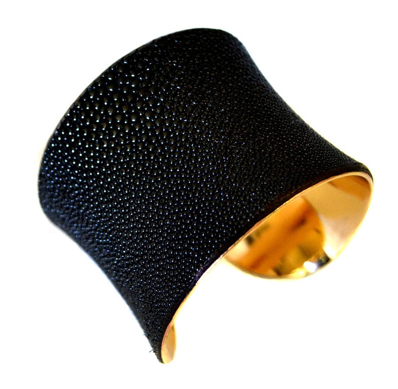 Black Stingray Gold Lined Cuff Bracelet by UNEARTHED image 2