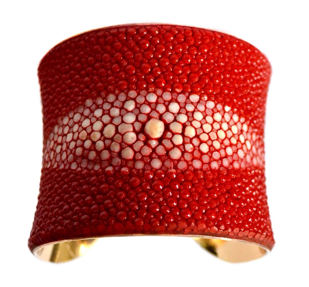 Bright Red Center Cut Stingray Gold Lined Cuff by UNEARTHED - Etsy