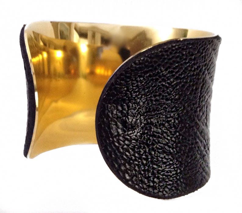 Black Ostrich Leather Cuff Bracelet, leather cuff, bangle bracelet, leather bracelet by UNEARTHED image 7