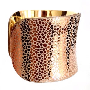 Rose Gold Metallic Leather Cuff Bracelet by UNEARTHED image 4