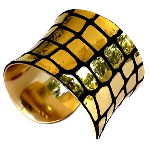 Metallic Gold Mirrorball Leather Gold Lined Cuff by UNEARTHED image 4