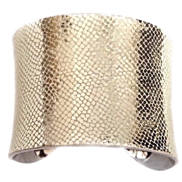 Metallic Champagne Gold Leather Silver Lined Cuff - by UNEARTHED