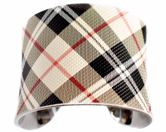 VEGAN Plaid Faux Leather Cuff Bracelet - by UNEARTHED