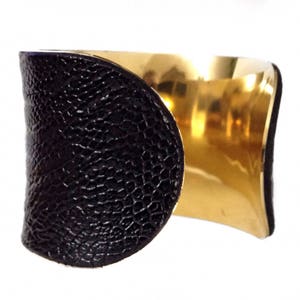 Black Ostrich Leather Cuff Bracelet, leather cuff, bangle bracelet, leather bracelet by UNEARTHED image 2