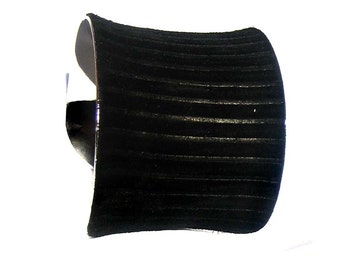 Black Pinstripe Suede Silver Lined Cuff - by UNEARTHED