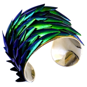 Jewel Beetle Wing Silver Lined Cuff Bracelet by UNEARTHED image 5