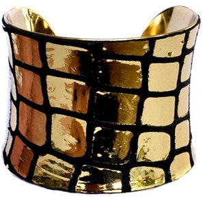 Metallic Gold Mirrorball Leather Gold Lined Cuff by UNEARTHED image 3