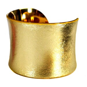 Antique Gold Metallic Leather Gold Lined Cuff Bracelet by UNEARTHED image 2