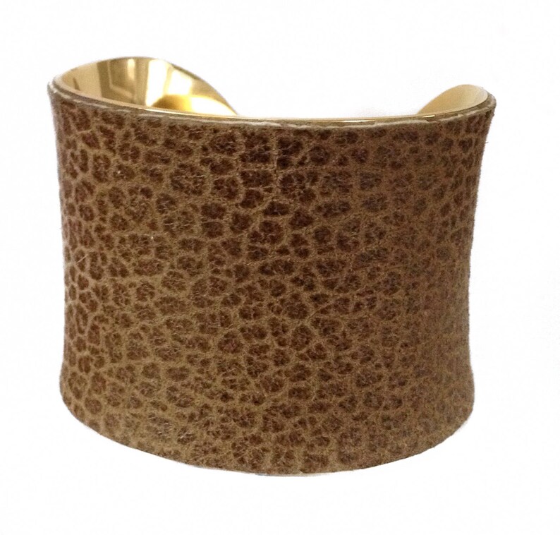 Olive Brown Textured Leather Cuff Bracelet by UNEARTHED image 9