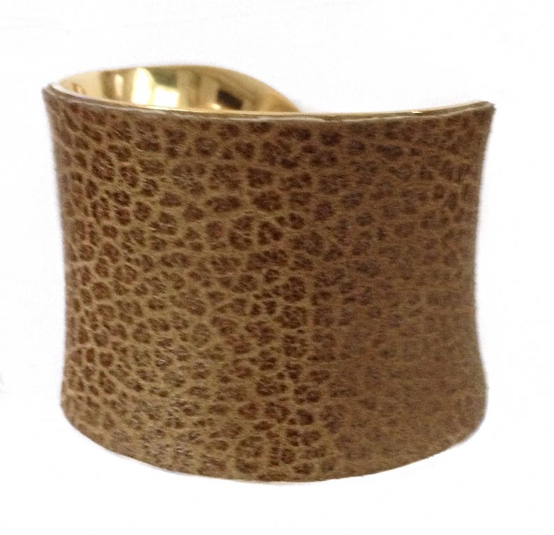 Olive Brown Textured Leather Cuff Bracelet by UNEARTHED image 5