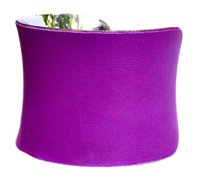 Dark Magenta Leather Cuff Bracelet by UNEARTHED image 4