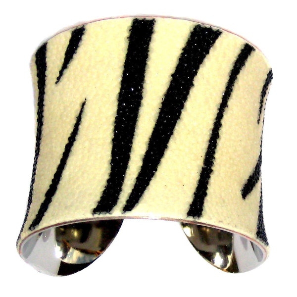 Stingray Cuff Bracelet - Zebra Striped Genuine Shagreen by UNEARTHED
