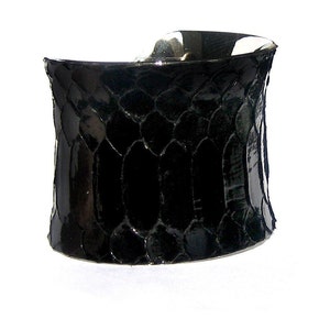 Glossy Black Snakeskin Silver Lined Cuff by UNEARTHED image 5