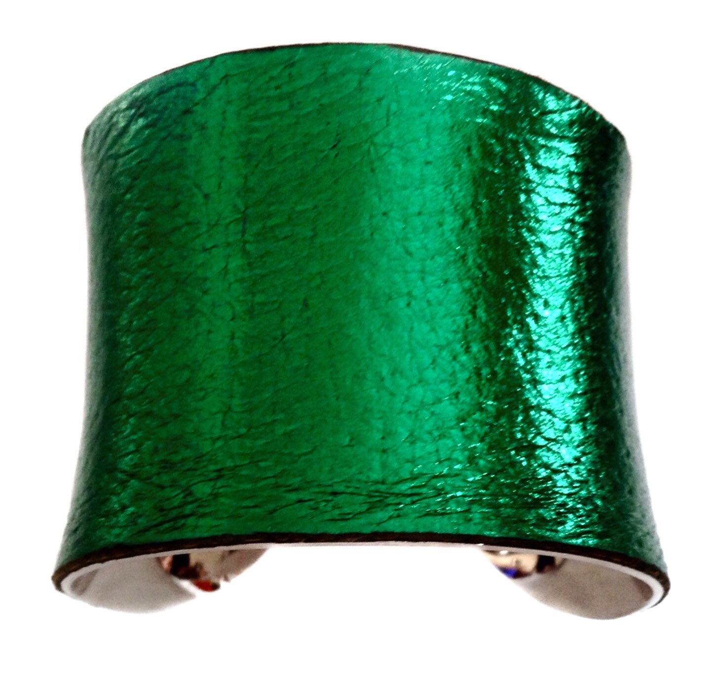 Leather Cuff Bracelet in Metallic Emerald Green by UNEARTHED Etsy