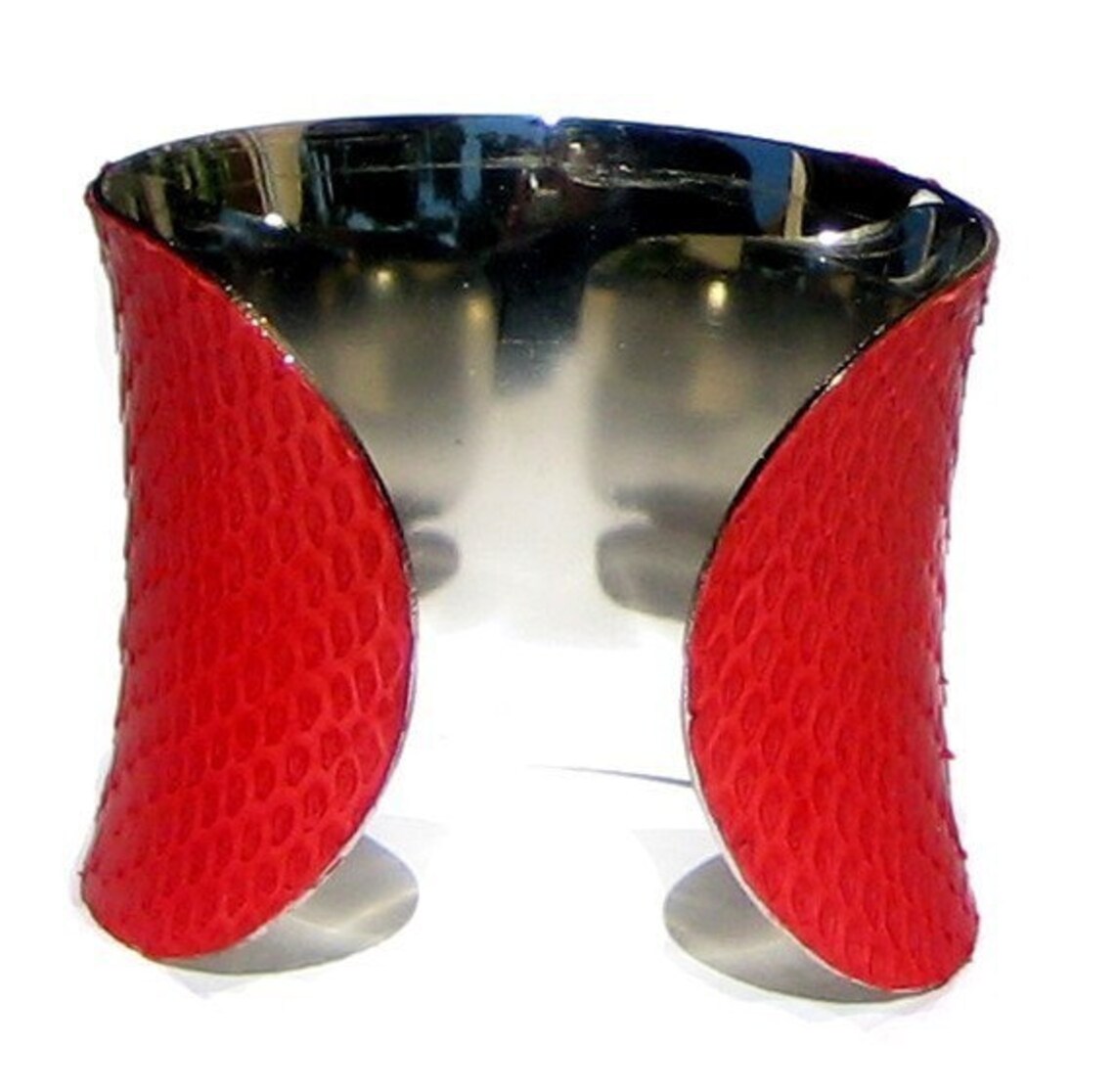 Snakeskin Cuff Bracelet in Bright Red Matte Finish by Etsy