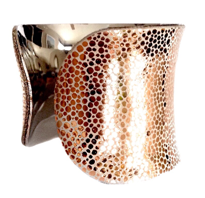 Rose Gold Metallic Leather Cuff Bracelet by UNEARTHED Etsy