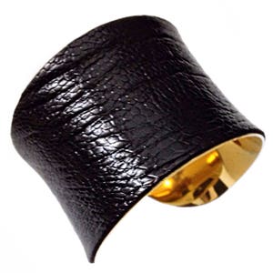 Black Ostrich Leather Cuff Bracelet, leather cuff, bangle bracelet, leather bracelet by UNEARTHED image 10