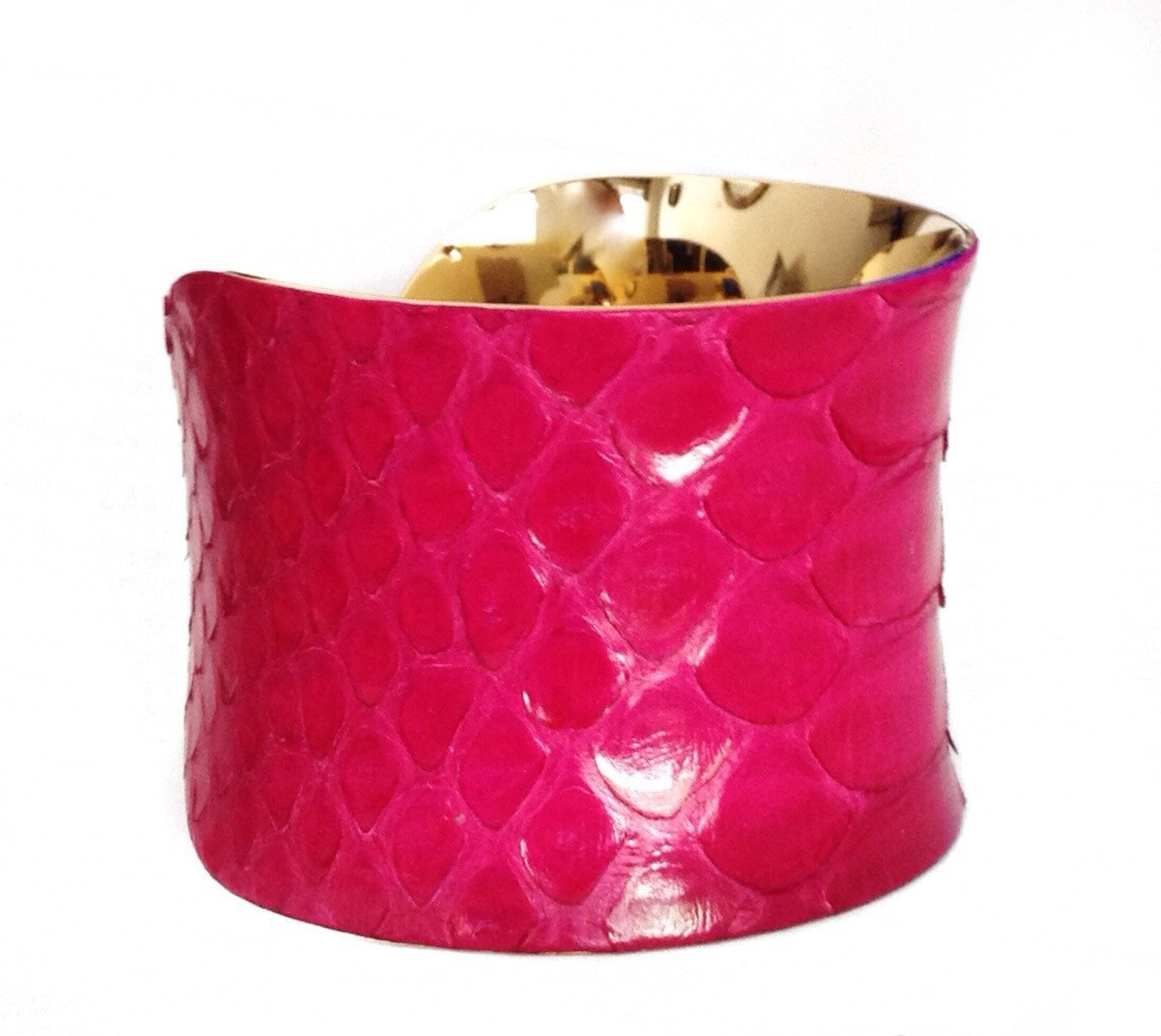 Snakeskin Cuff Bracelet in Raspberry Pink by UNEARTHED Etsy
