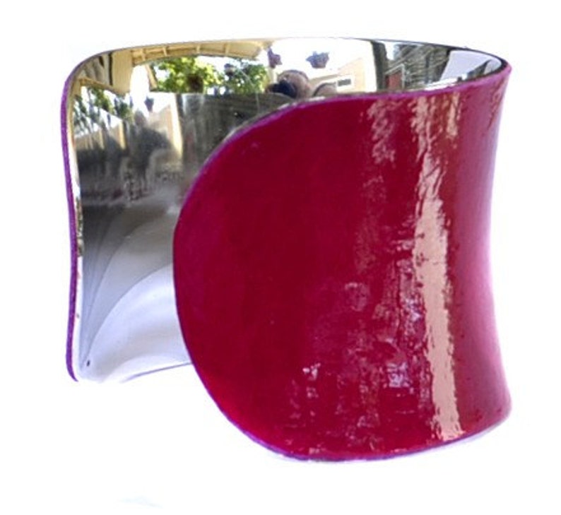 Magenta Patent Lambskin Leather Cuff Bracelet by UNEARTHED image 4