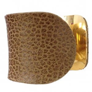 Olive Brown Textured Leather Cuff Bracelet by UNEARTHED image 2
