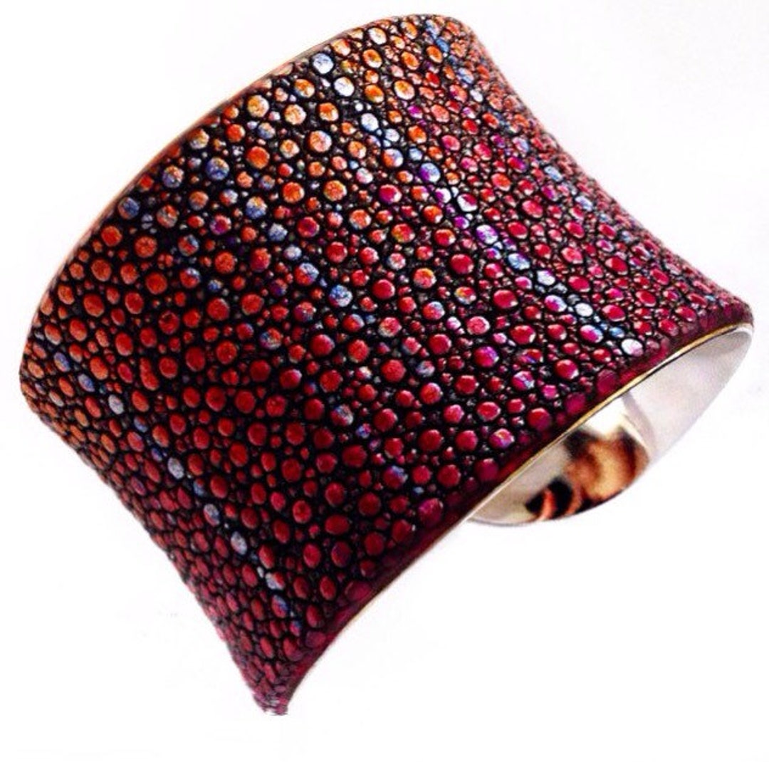 Metallic Red Blue and Purple Streaked Stingray Cuff Bracelet - Etsy