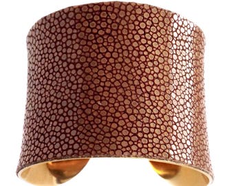 Peanut Butter Brown Polished Stingray Gold Lined Cuff Bracelet - by UNEARTHED