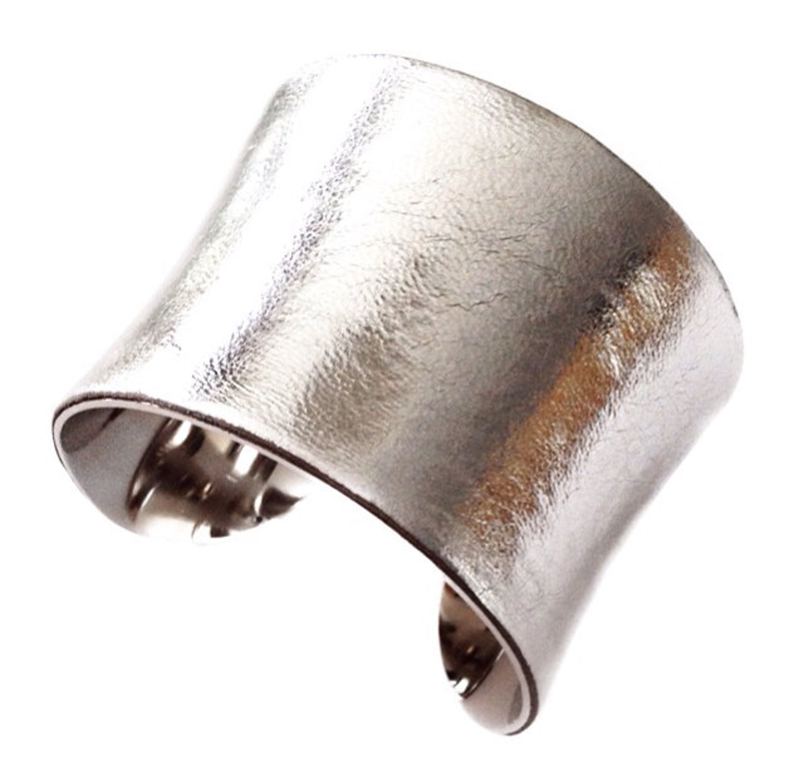 Silver Metallic Leather Cuff Bracelet by UNEARTHED Etsy