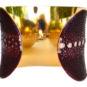 Stingray Gold Lined Cuff Bracelet in Burgundy Multiple Spine by UNEARTHED image 2