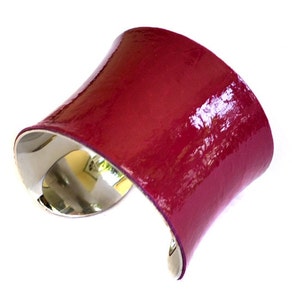 Magenta Patent Lambskin Leather Cuff Bracelet by UNEARTHED image 3