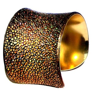 Metallic Gold Stingray Leather Cuff Bracelet Gold Lined by UNEARTHED image 4