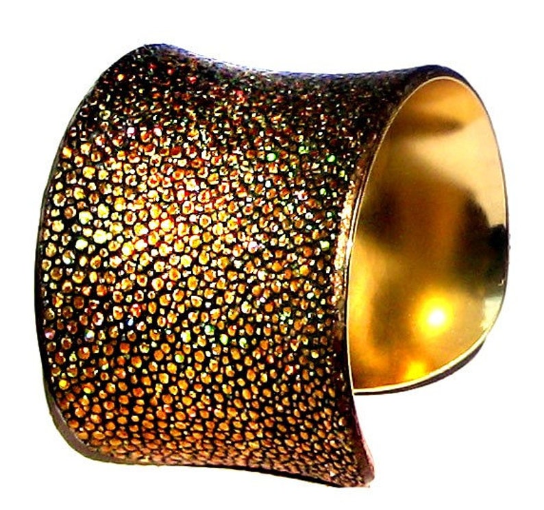 Metallic Gold Stingray Leather Cuff Bracelet Gold Lined by UNEARTHED image 4