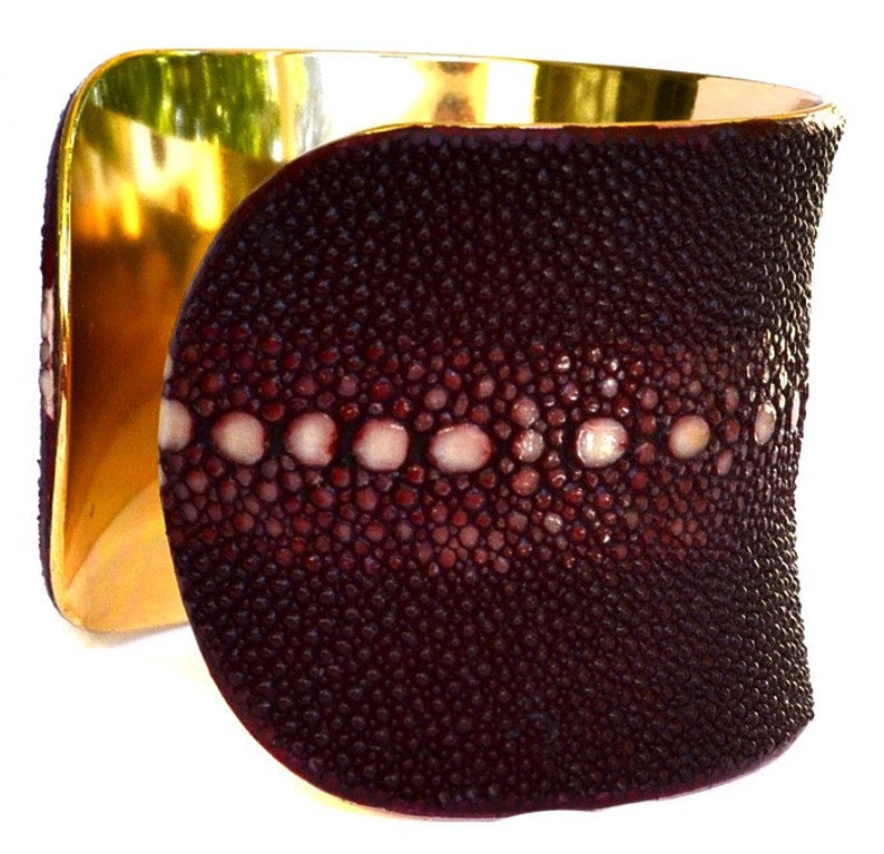 Stingray Gold Lined Cuff Bracelet in Burgundy Multiple Spine by UNEARTHED image 3