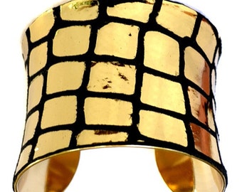 Metallic Gold Mirrorball Leather Gold Lined Cuff - by UNEARTHED