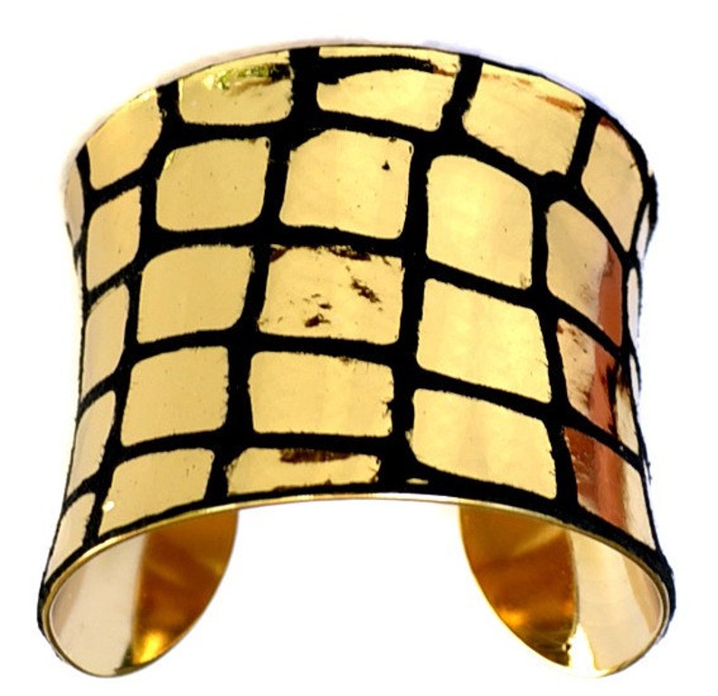 Metallic Gold Mirrorball Leather Gold Lined Cuff by UNEARTHED image 1