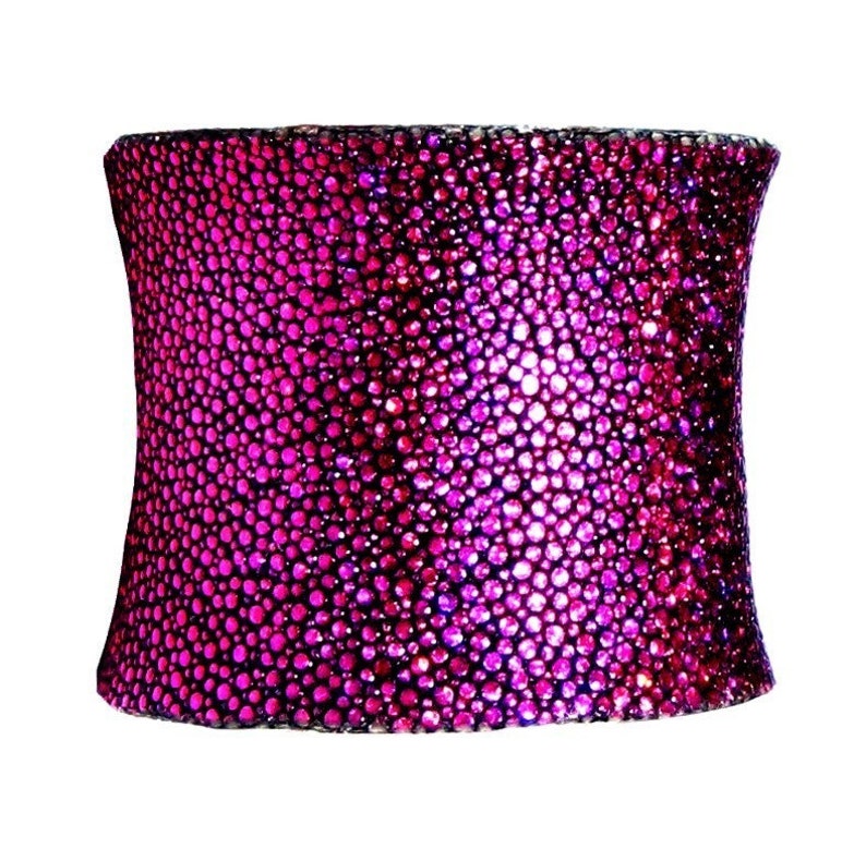 Metallic Genuine Stingray Cuff Bracelet in Magenta image 5