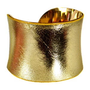 Antique Gold Metallic Leather Gold Lined Cuff Bracelet by UNEARTHED image 3