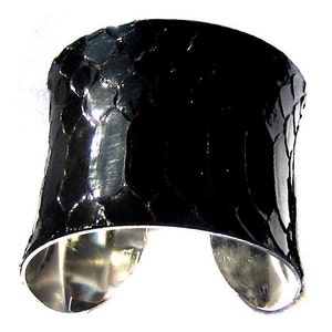 Glossy Black Snakeskin Silver Lined Cuff by UNEARTHED image 1