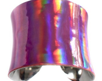 Iridescent Pink VEGAN Patent Leather Cuff Bracelet  - by UNEARTHED