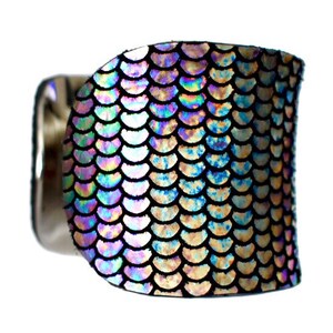 Iridescent Metallic Fish Scale Print Leather Cuff Bracelet by UNEARTHED image 5