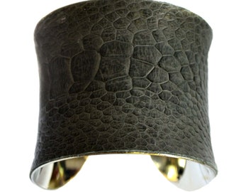 Grey Ostrich Leather Cuff Bracelet - by UNEARTHED