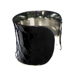 Glossy Black Snakeskin Silver Lined Cuff by UNEARTHED image 4